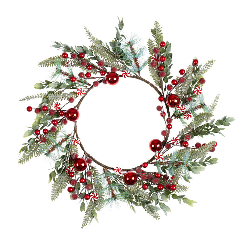 Candy Cane & Bauble Wreath 45cm